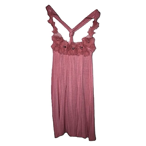 Deb Y2K Rose Pink Flower Jewels Bling Ruffles Racerback Tank Top Women’s Small - Picture 4 of 10